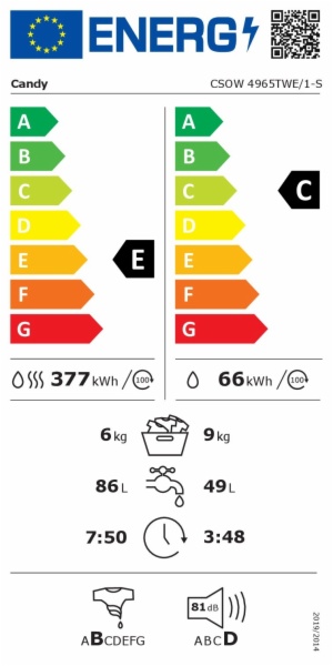 LAVAD. SECADORA CANDY CSOW 4965TWE/1-S